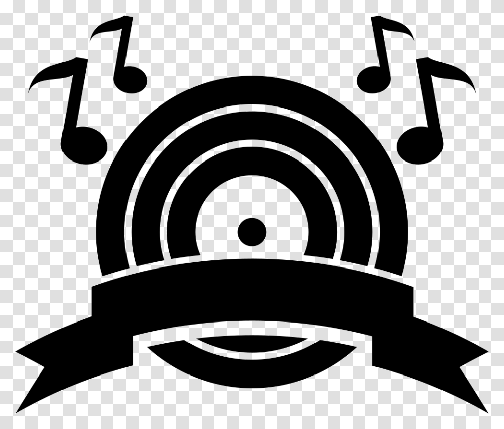 Music Boom Symbol Of A Musical Disc With Musical Notes Boom Music, Stencil, Lawn Mower, Tool, Label Transparent Png