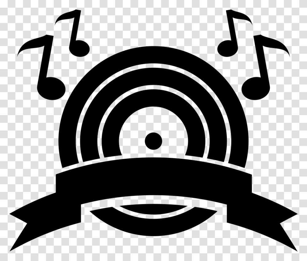 Music Boom Symbol Of A Musical Disc With Musical Notes, Stencil, Lawn Mower, Tool, Label Transparent Png