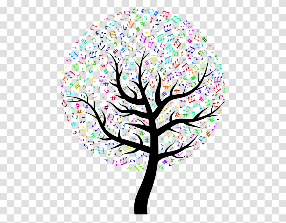Music Colorful Music Tree Clipart, Ornament, Pattern, Rug Transparent Png