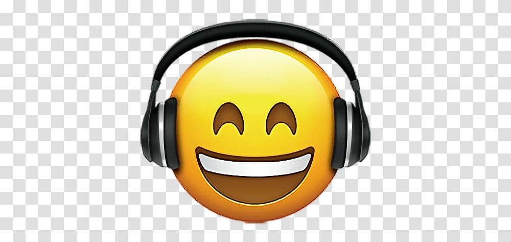 Music Emoji Emoji Emojis Emojisticker Headphones Music Emoji With Headphones, Helmet, Clothing, Apparel, Electronics Transparent Png
