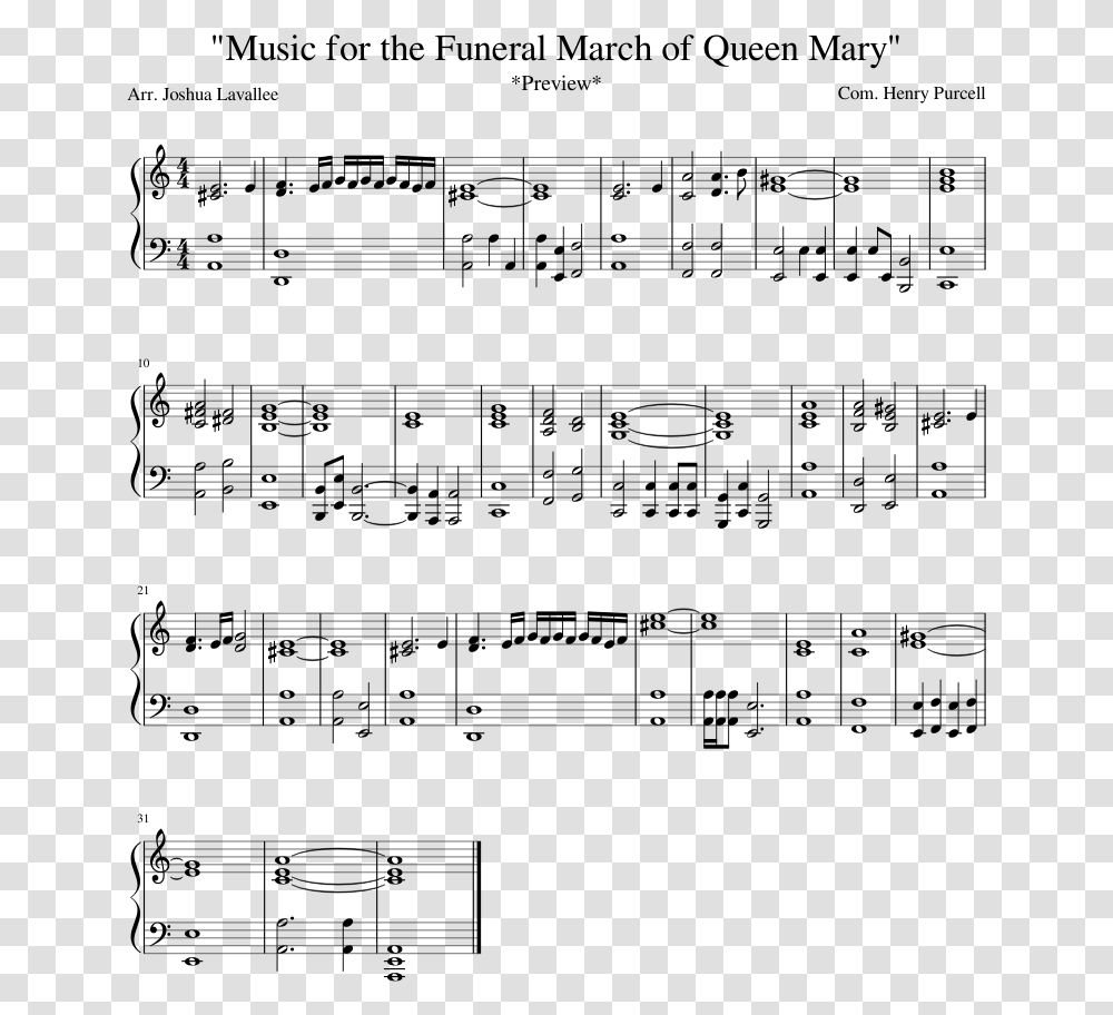 Music For The Funeral March Of Queen Mary Purcell Funeral March Canzona, Gray, World Of Warcraft Transparent Png