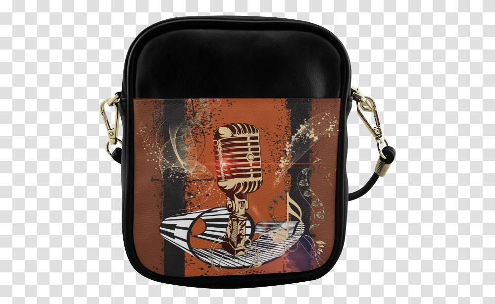 Music Golden Microphone And Piano Sling Bag Shoulder Bag Lgbt, Musical Instrument, Leisure Activities, Luggage, Accordion Transparent Png