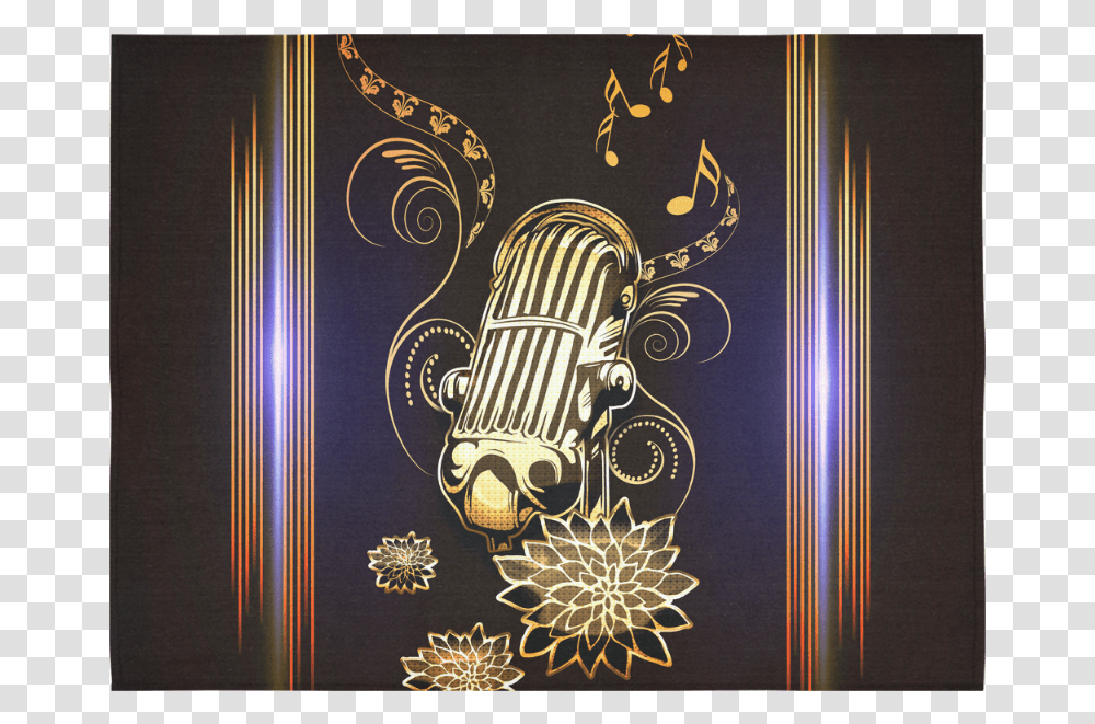 Music Golden Microphone Cotton Linen Wall Tapestry Motif, Furniture, Floral Design Transparent Png