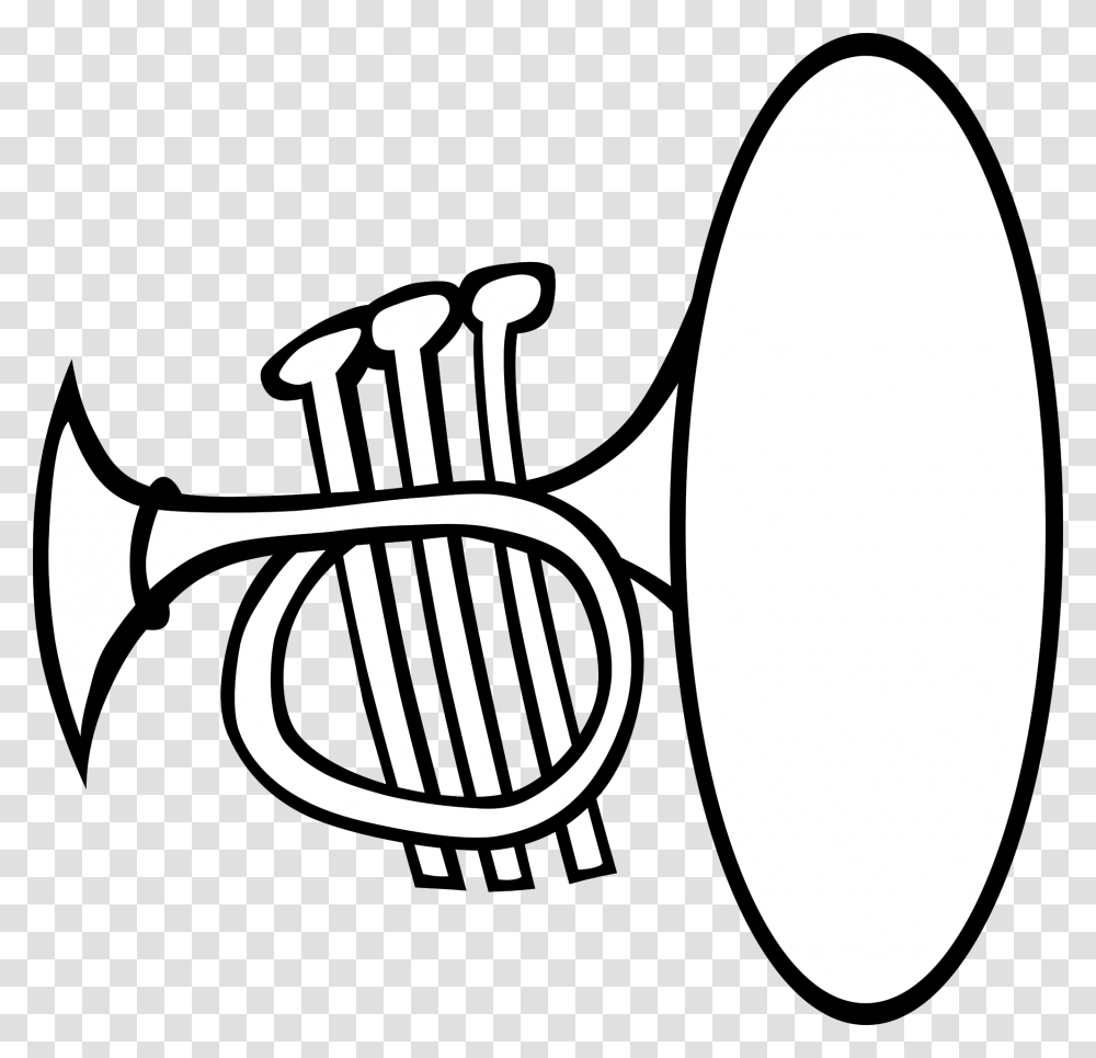 Music Notes Black And White Clipart Trumpet Clip Art, Horn, Brass Section, Musical Instrument, Cornet Transparent Png