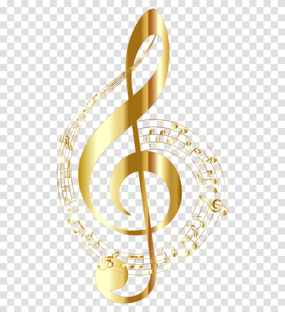 Music Notes Clipart Yellow Gold Music Notes Background, Brass Section, Musical Instrument, Plant, Sundial Transparent Png