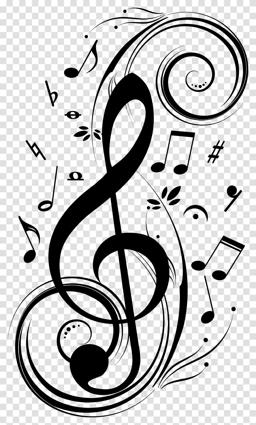 Music Notes, Floral Design, Pattern Transparent Png