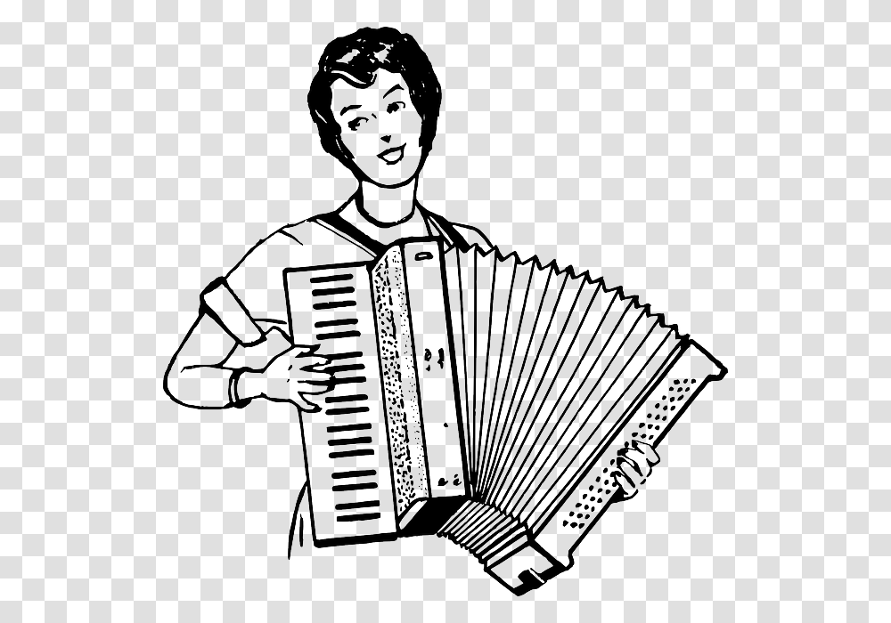 Music Outline People Lady Woman Person Human Someone Playing The Accordion, Musical Instrument, Portrait, Face, Photography Transparent Png