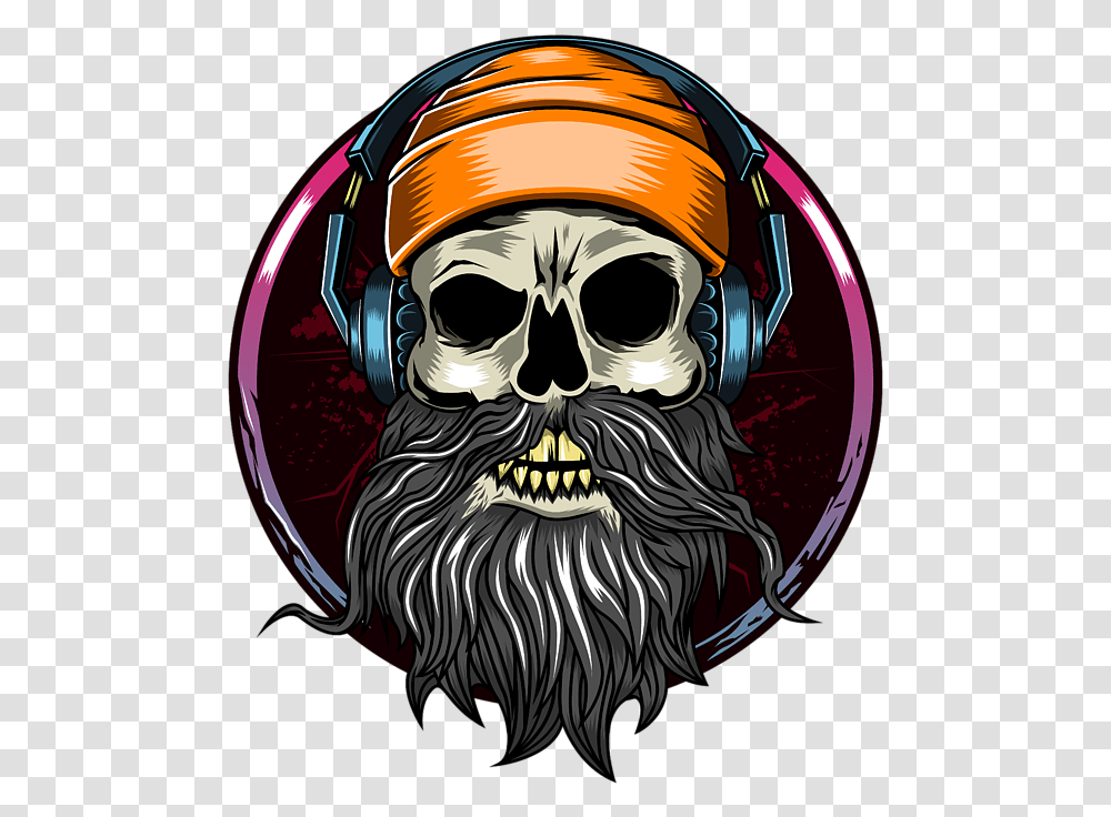 Music Skull With Headphones, Helmet, Apparel, Person Transparent Png