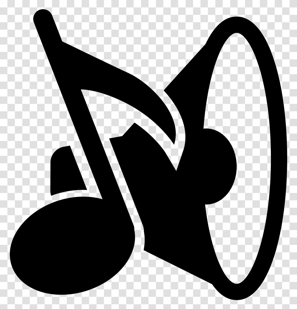 Music Speaker And Musical Note Icon Music, Stencil, Logo Transparent Png