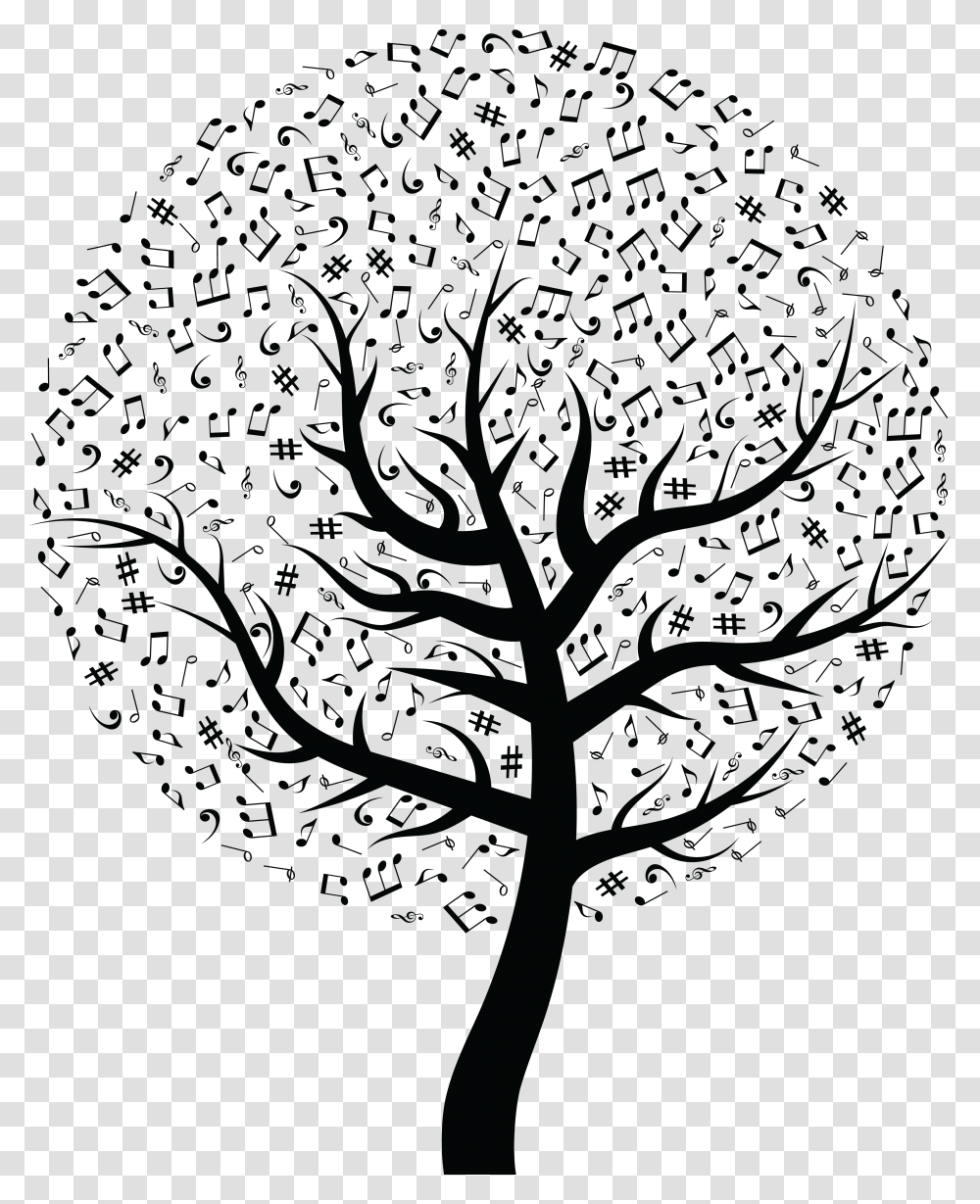 Music Tree Clip Arts Tree Designs On Wall, Plant, Pattern, Silhouette, Tree Trunk Transparent Png
