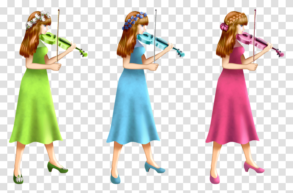 Music Violin Violinist Women Girls Dress Playing Illustration, Person, Toy, Leisure Activities Transparent Png