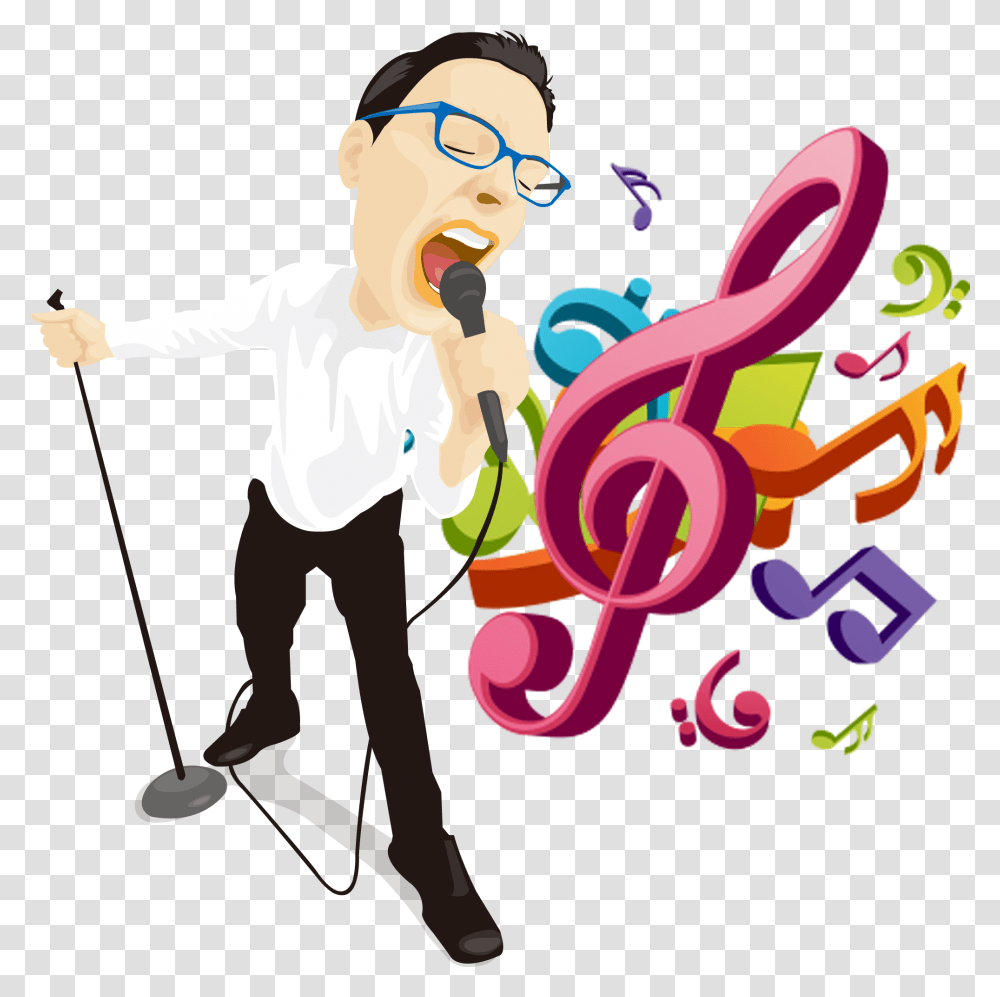 Musical Illustration Singing Man Sing A Song, Person, Human Transparent Png