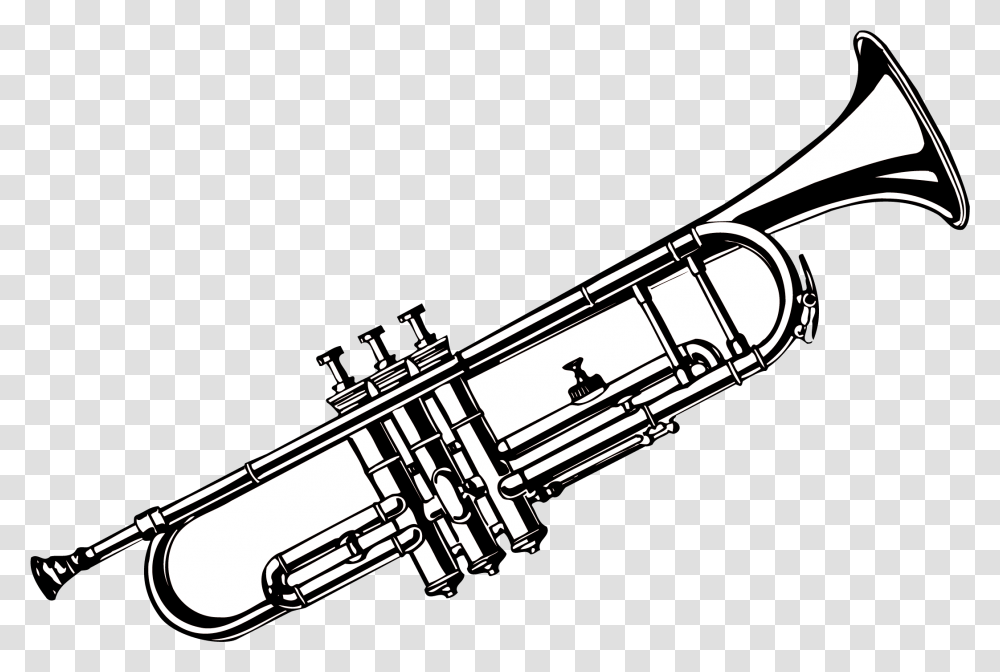 Musical Instrument Trumpet Trumpet Black And White, Horn, Brass Section, Cornet Transparent Png
