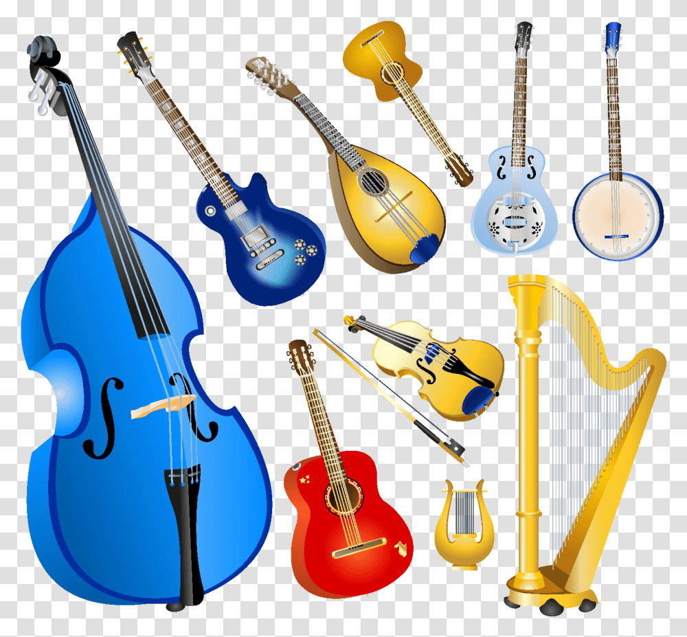 Musical Instruments Elements Download Vector Music Instruments String, Guitar, Leisure Activities, Mandolin, Lute Transparent Png