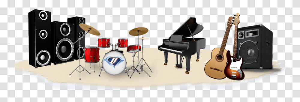 Musical Instruments On Beach Music All Instrument Hd, Guitar, Leisure Activities, Grand Piano, Drum Transparent Png