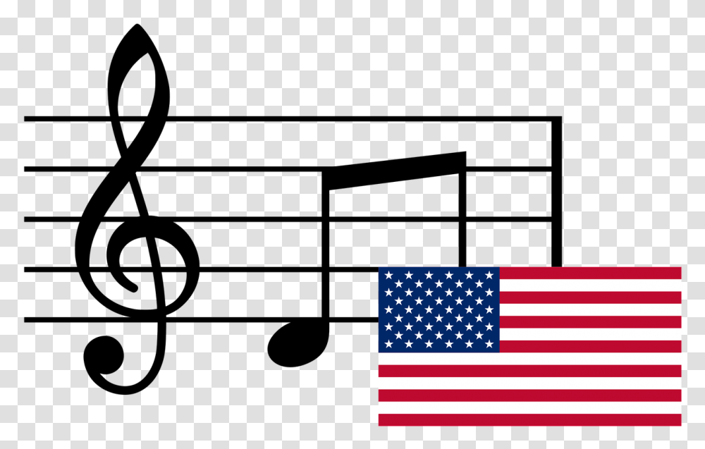 Musical Notes And Flag Usa G3 On Treble Staff, American Flag, Fire Truck, Vehicle Transparent Png
