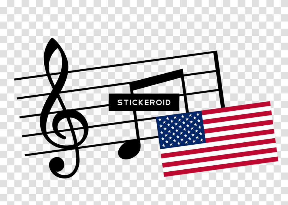Musical Notes And Flag Usa Treble Clef Time Signature, American Flag Transparent Png