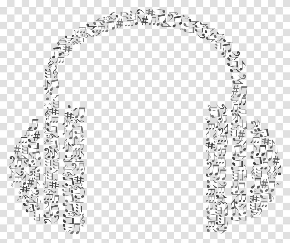 Musical Notes Grayscale Big Headphones With Musical Notes, Architecture, Building, Arched Transparent Png