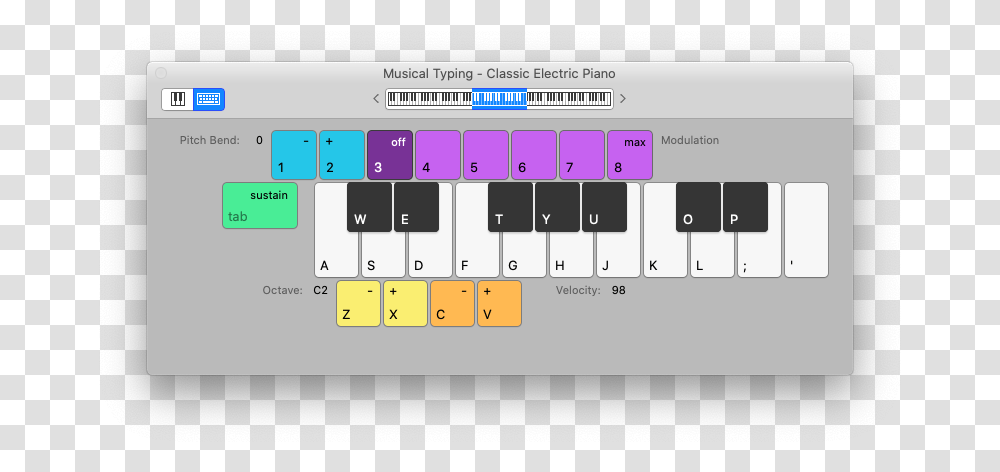 Musical Typing Garageband Mac Midi Keyboard Notes Garageband, Word, Computer Keyboard, Computer Hardware Transparent Png