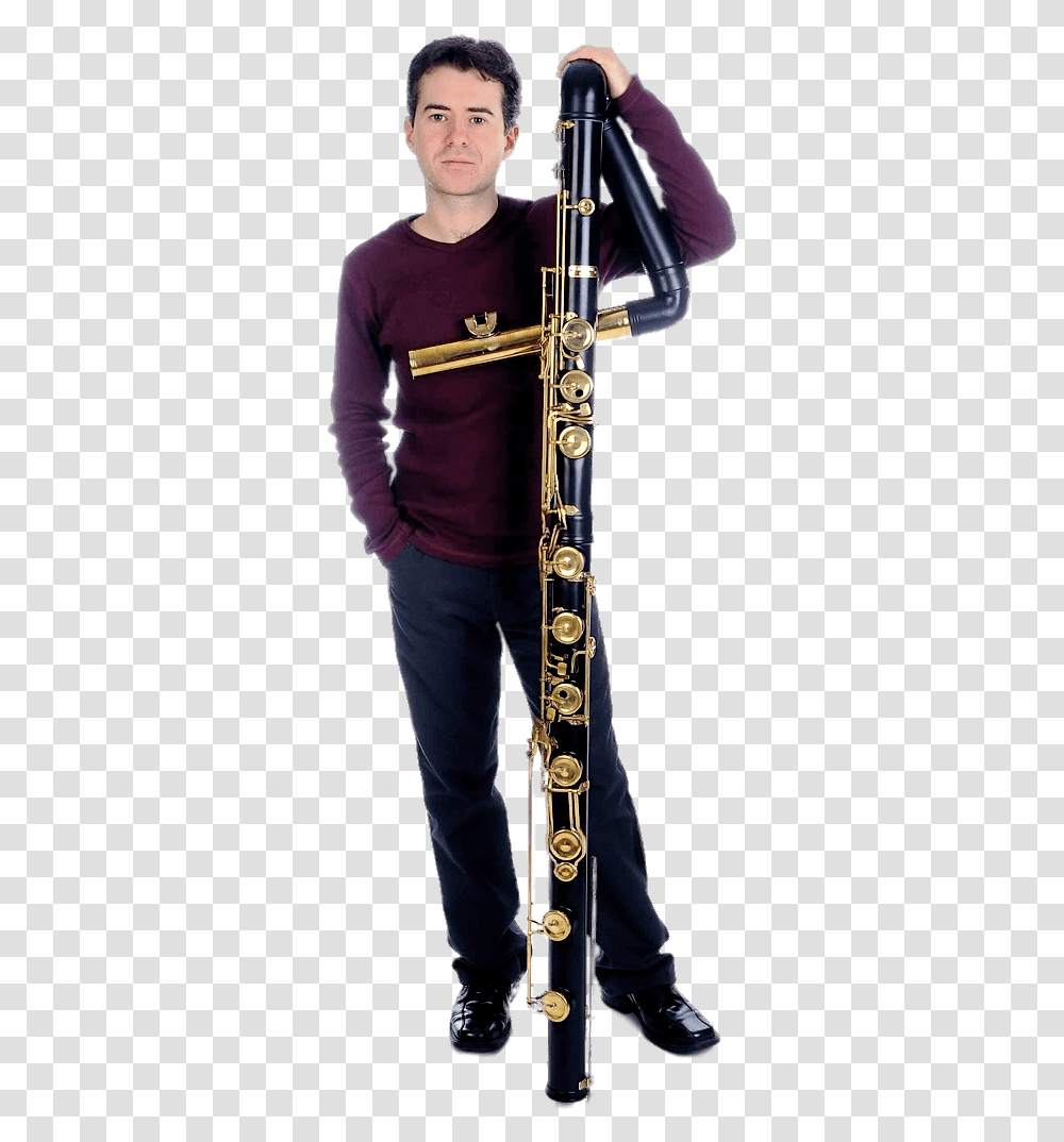 Musician Holding Contrabass Flute Contrabass Flute Price, Person, Human, Oboe, Musical Instrument Transparent Png