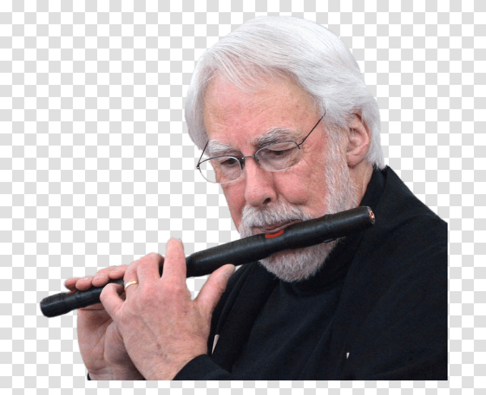 Musician Playing The Nohkan Flute Man Playing Flute, Person, Human, Leisure Activities, Glasses Transparent Png