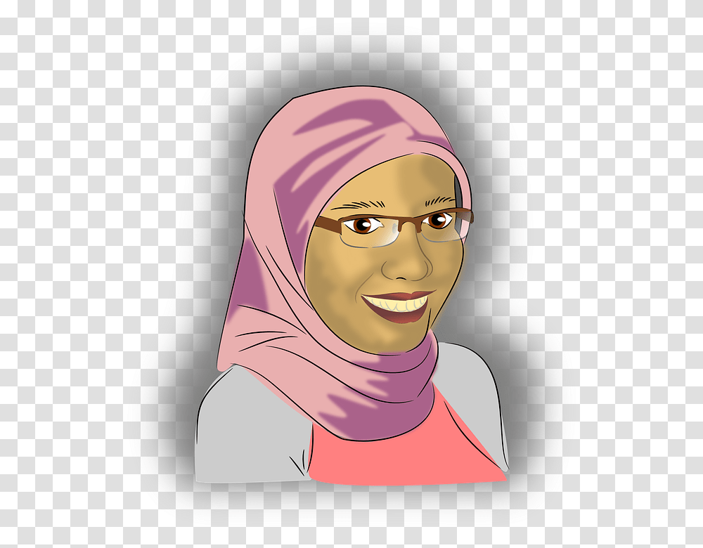 Muslim Asia Beauty Diversity Ethnic Face Girl Muslim Old Woman Clipart, Apparel, Hood, Head Transparent Png