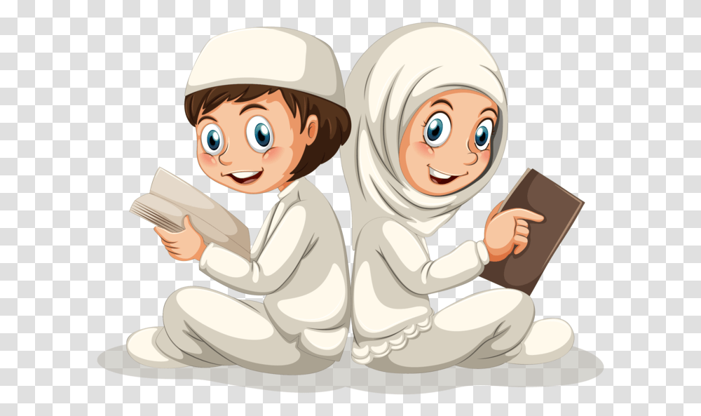 Muslim Children Muslim Brother And Sister, Person, Human, Reading Transparent Png