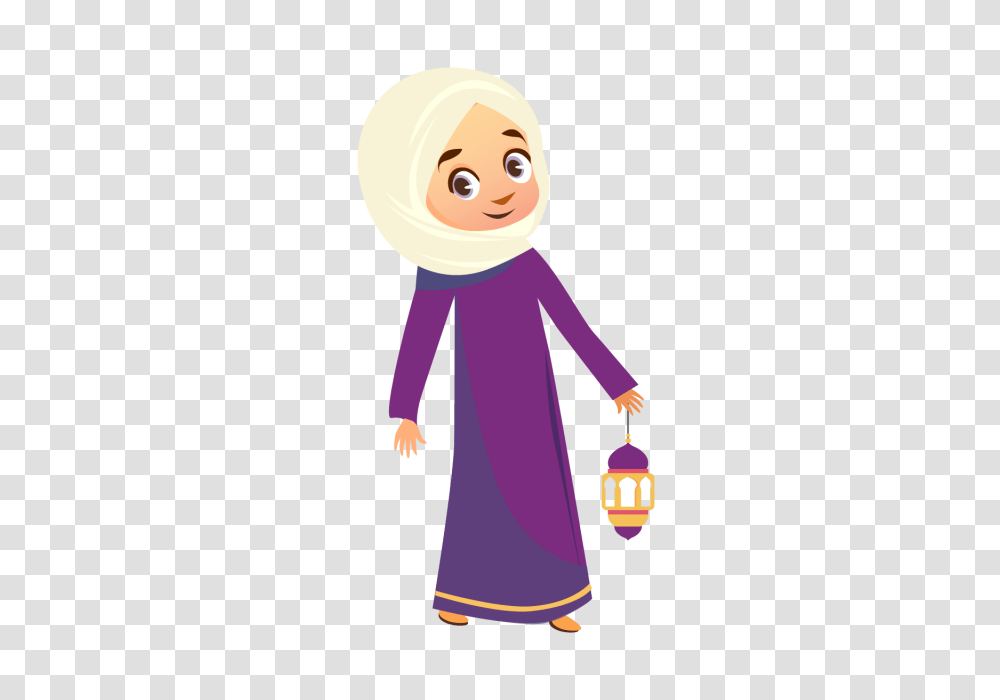 Muslim Girl With Hijab Element Eid Mubarak Calligraphy Fiter, Person, Female, Drawing Transparent Png