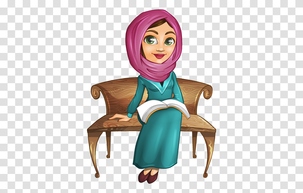 Muslim Woman Clipart, Chair, Furniture, Person, Doll Transparent Png