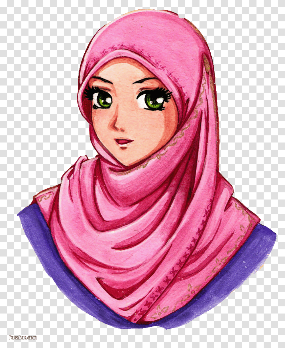 Muslimah Malay Woman Cartoon, Person, Scarf, Drawing Transparent Png