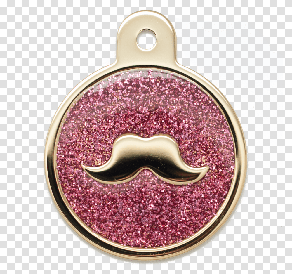 Mustache Glitter Enamel Circle Pink Locket, Light Transparent Png