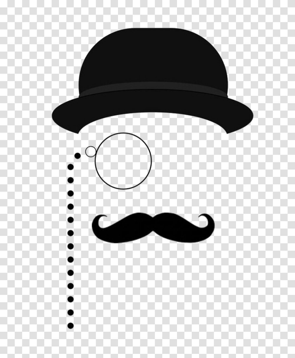 Mustache Hat Bowlerhat Monocle Silhouette Man Blackandw, Apparel, Baseball Cap, Cowboy Hat Transparent Png