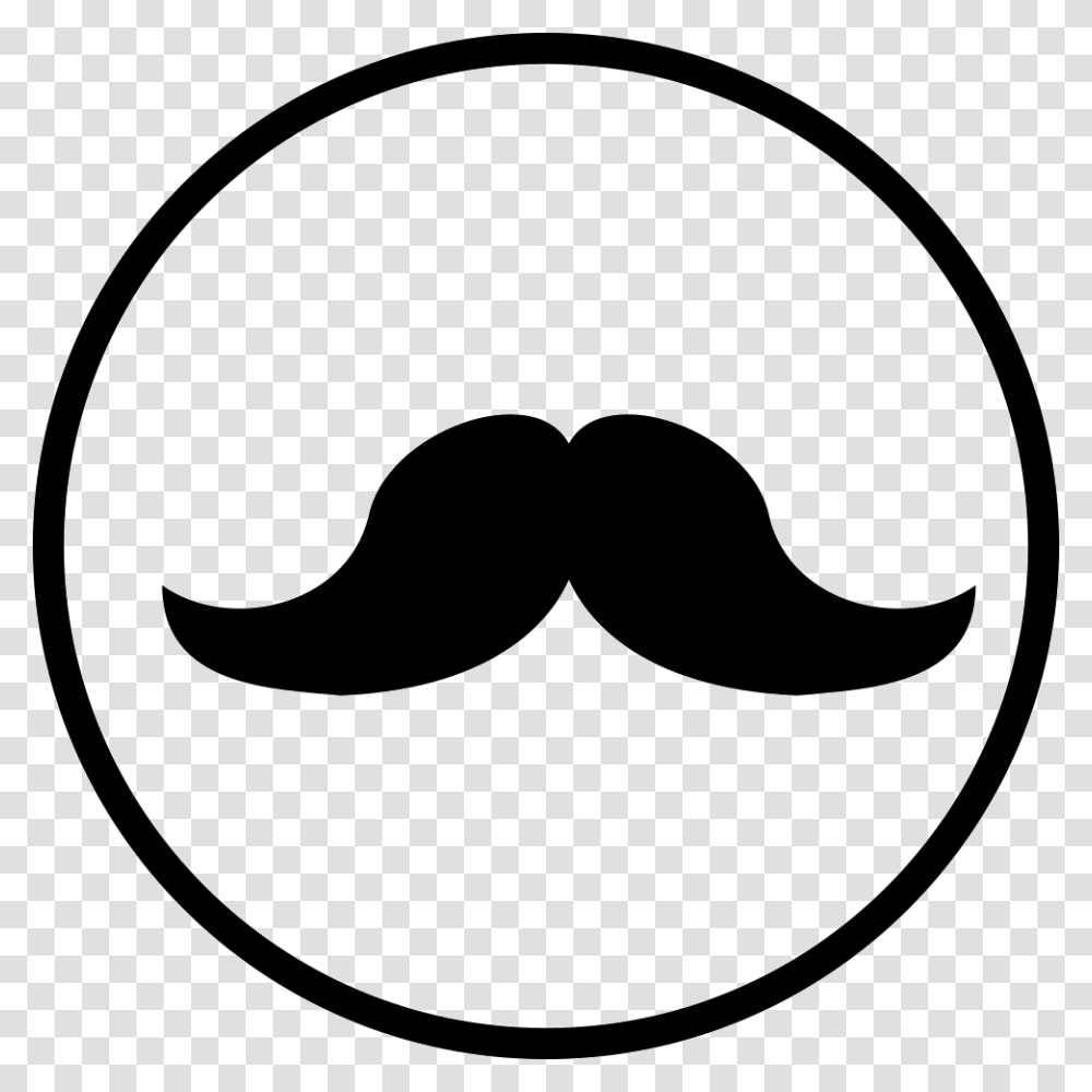 Mustache In A Circle Mustache White Outline, Stencil Transparent Png