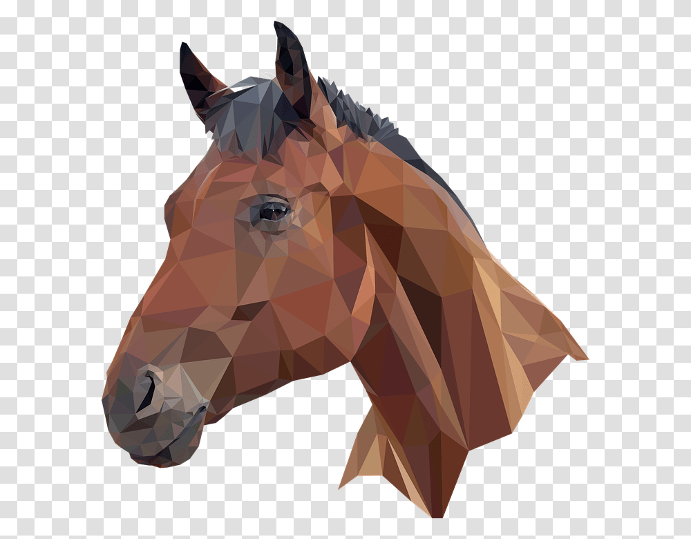 Mustang Horse Low Poly Horse Head, Colt Horse, Mammal, Animal, Diamond Transparent Png