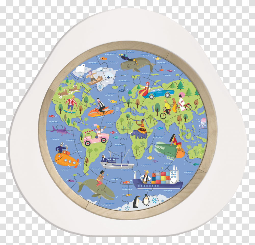 Mutable Around The World Puzzle Circle, Rug, Plot, Map, Diagram Transparent Png
