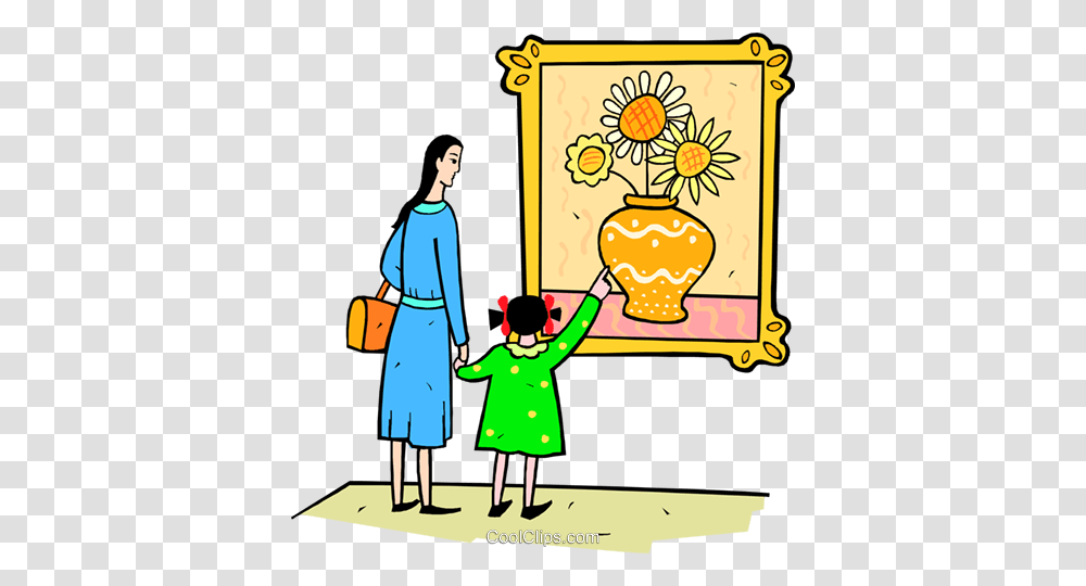 Mutter Und Tochter Im Kunstmuseum Vektor Clipart Bild, Person, People, Family, Drawing Transparent Png