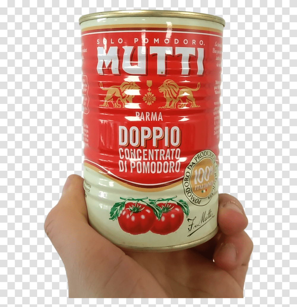Mutti Puree Double Tomatoe Concentrate Gr 440 In Tin, Person, Human, Food, Mayonnaise Transparent Png