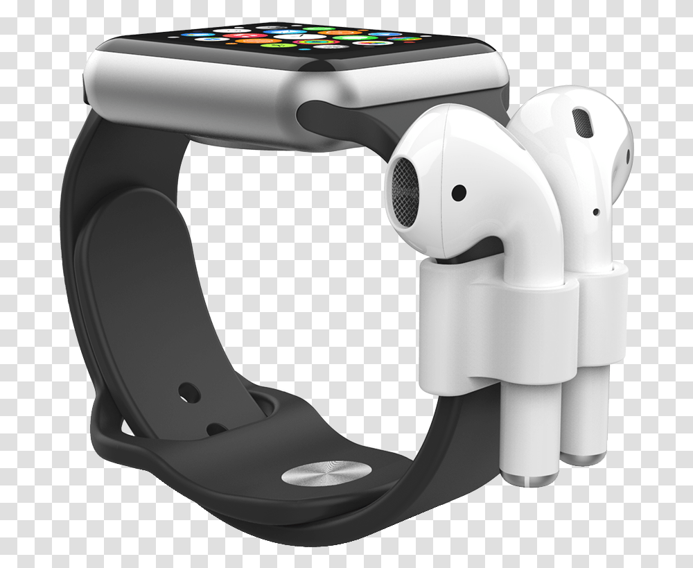 Mworks Mcase Apple Watch Airpods Holder White Apple Watch With Airpods Holder, Appliance, Helmet, Apparel Transparent Png