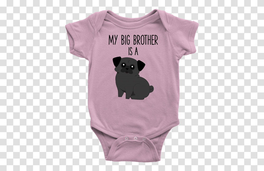My Big Brother Is A Black Pug Baby Onesie Dog Newborn Infant Bodysuit, Giant Panda, Mammal, Animal Transparent Png