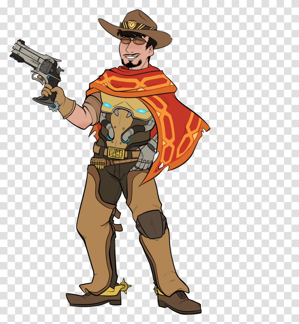 My Dear Travis Cosplaying As Mccree From Overwatch Cartoon, Costume, Person, Weapon Transparent Png