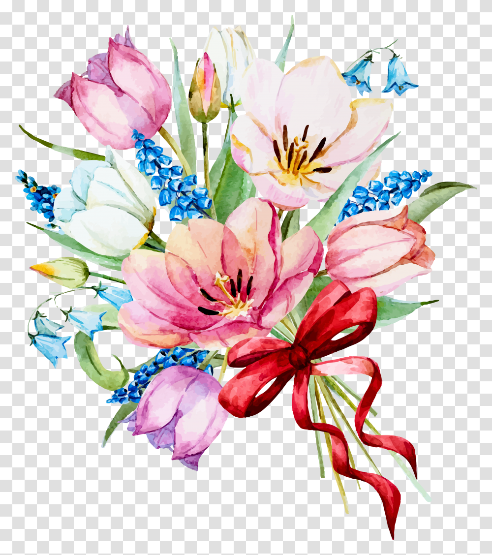 My Design Beautiful Flowers Blue And Pink Watercolor Flowers, Plant, Blossom, Flower Bouquet, Flower Arrangement Transparent Png