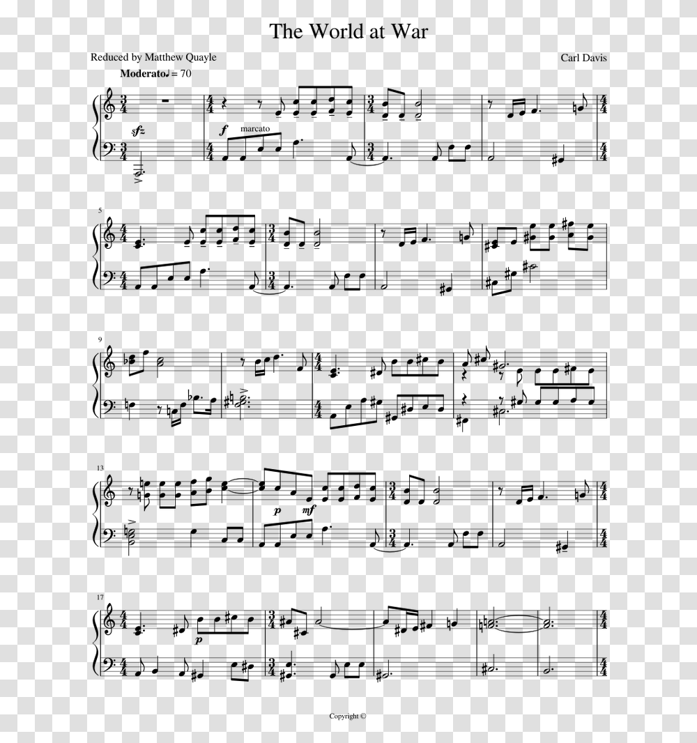 My Father's World Piano Sheet Music, Gray, World Of Warcraft Transparent Png
