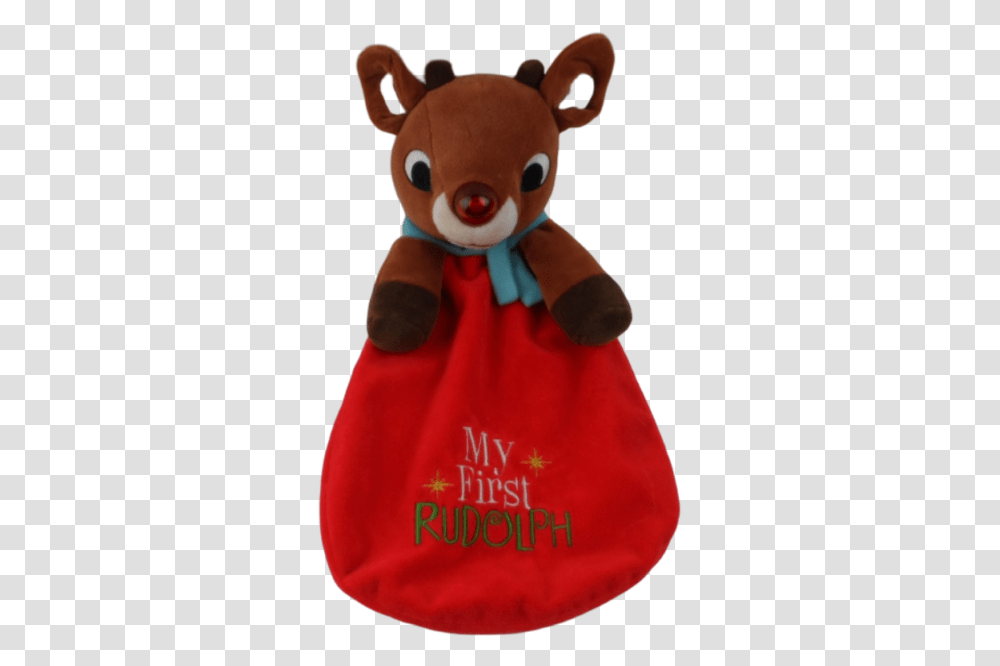 My First Rudolph Lovey Baby Blanket With Light Up Red Nose 14 Tall Soft Cuddle Soft, Toy, Doll, Figurine, Plush Transparent Png