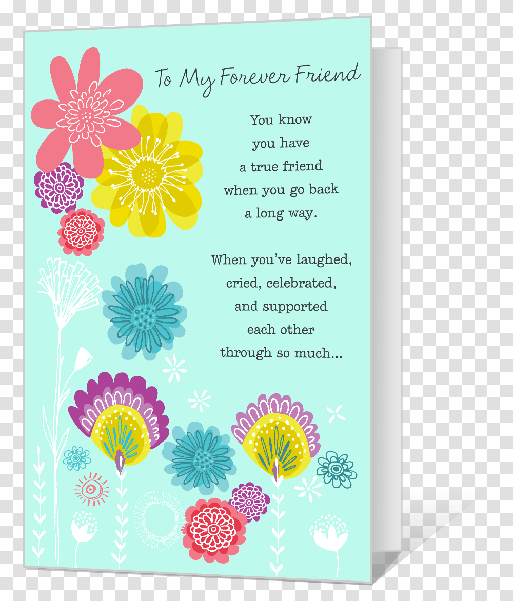 My Forever Friend Printable Blue Mountain Friend Card, Floral Design, Pattern Transparent Png