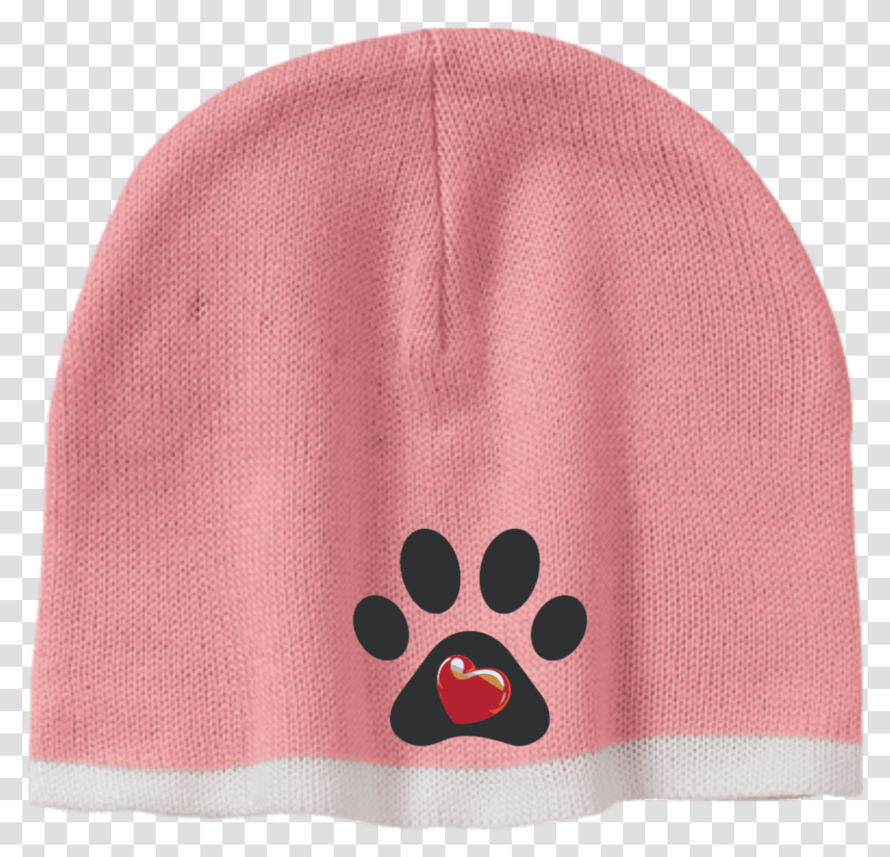 My Heart Paw Print Embroidered Beanie Download Beanie, Apparel, Swimwear, Cap Transparent Png
