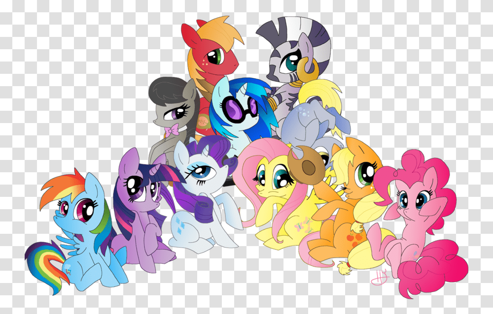 My Little Pony Group Cartoon, Doodle, Drawing, Crowd Transparent Png