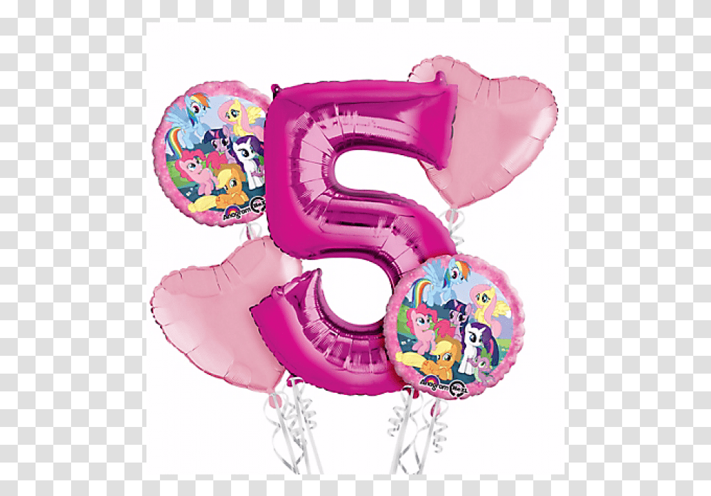 My Little Pony Madness Balloon Bouquet Number 5 Birthday Balloon, Purple, Inflatable, Doodle Transparent Png