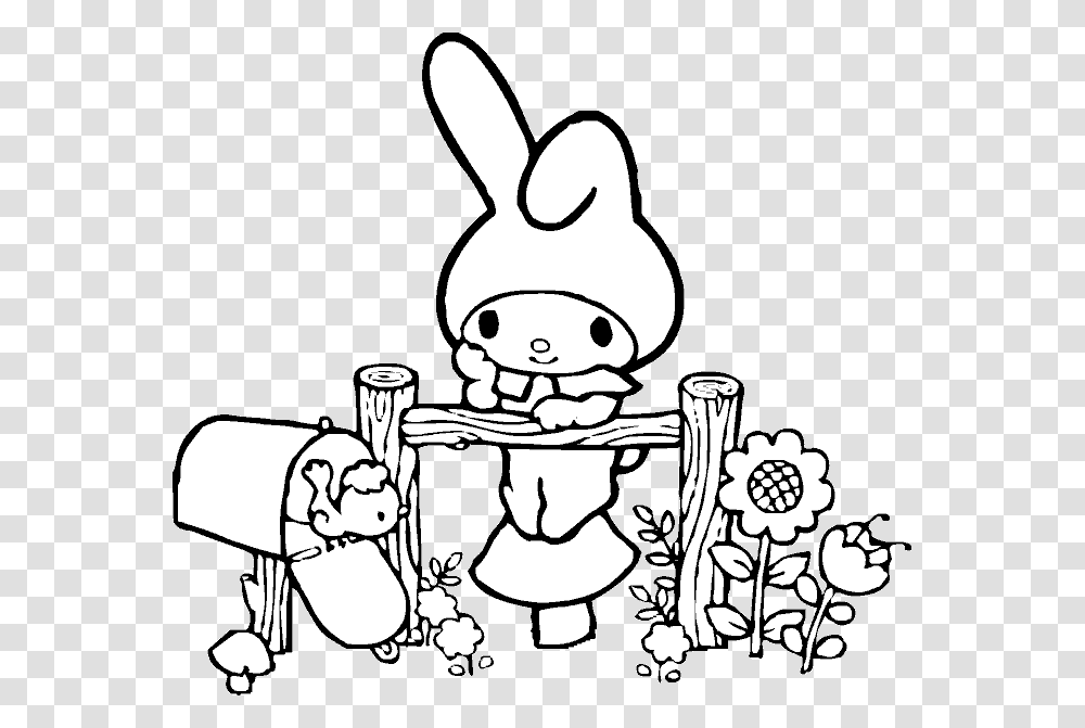 My Melody Coloring Pages, Drawing, Doodle, Sketch Transparent Png