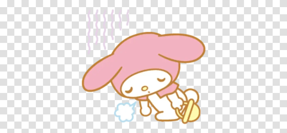 My Melody Whatsapp Stickers Stickers Cloud My Melody Tired, Hand, Food, Lamp, Text Transparent Png