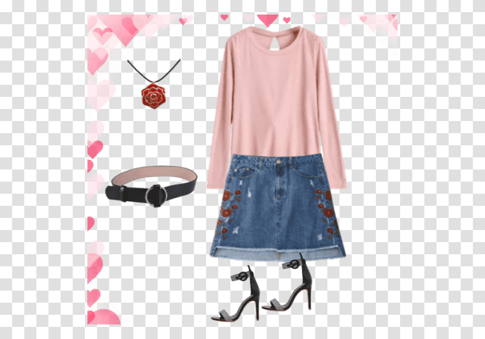 My Outfit Of The Day Denim Skirt Zaful Heels Belt A Line, Female, Person, Pants Transparent Png